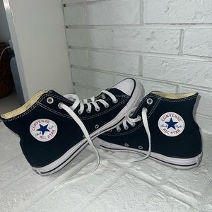 Black high top Converse for sale, only worn once!! Size: W-10, M-8
